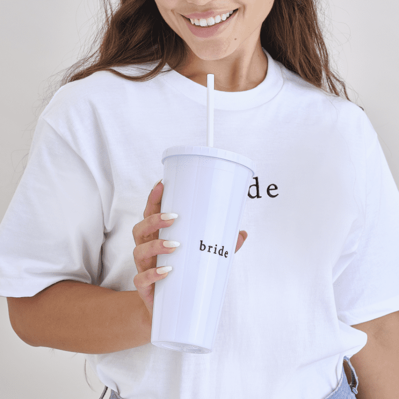 Gobelet réutilisable blanc Bride EVJF Mariage