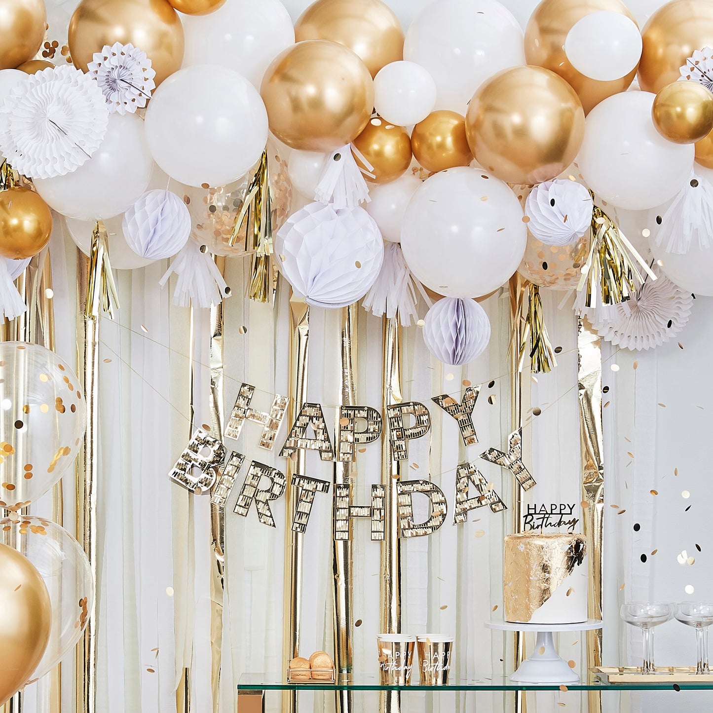 5 ballons confettis or deco evjf
