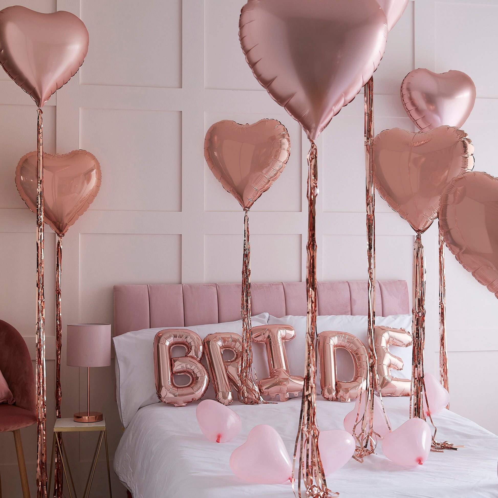 ballon bride & coeurs rose gold pour deco evjf
