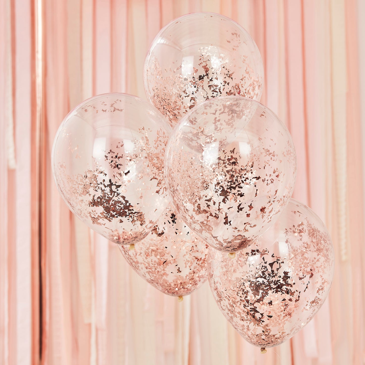 5 ballons confettis or rose pour deco evjf