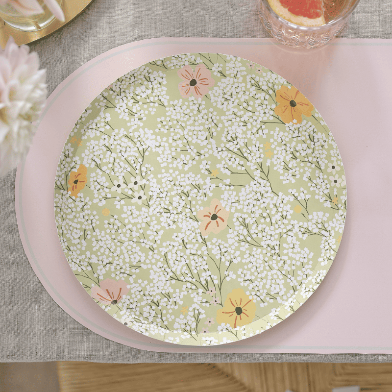 Assiettes florales hello baby jetables Baby Shower Gender Reveal