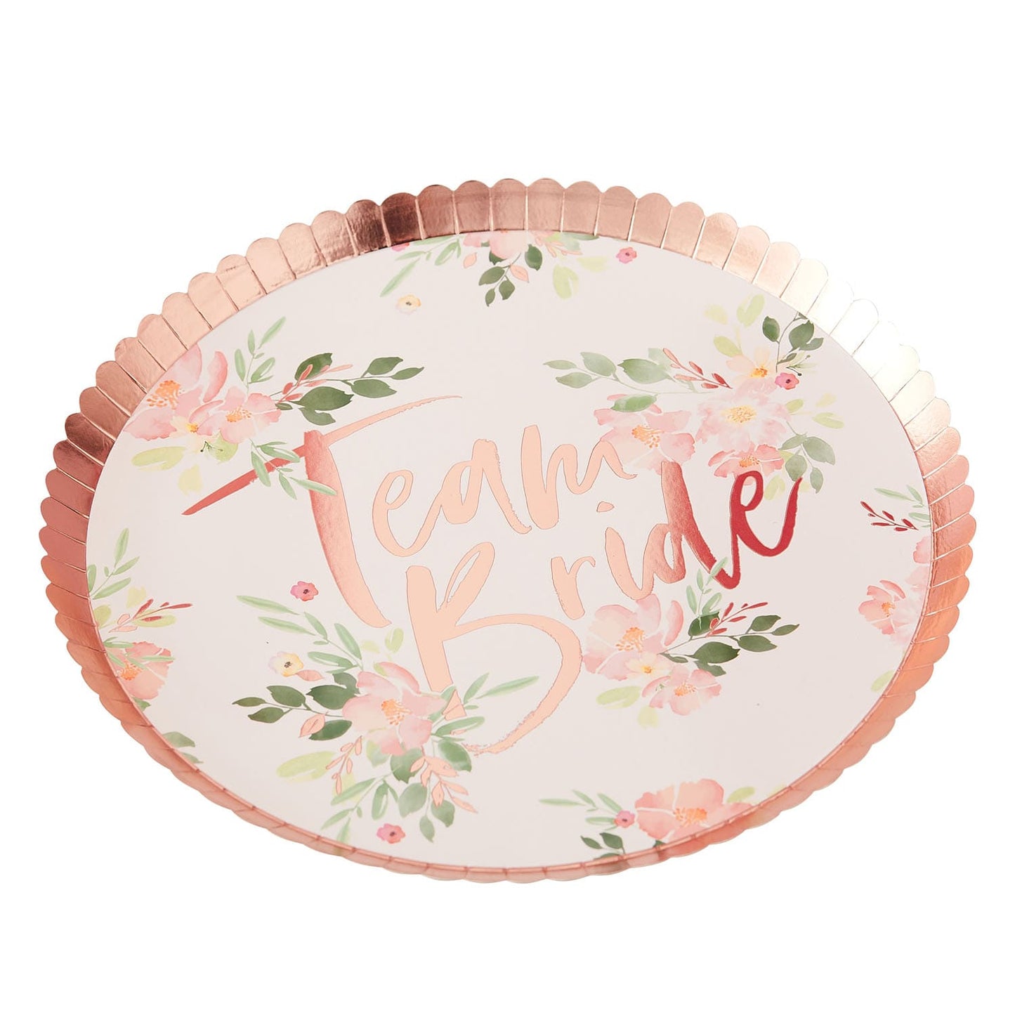 Assiettes fleuries Team Bride Rose Gold pour EVJF