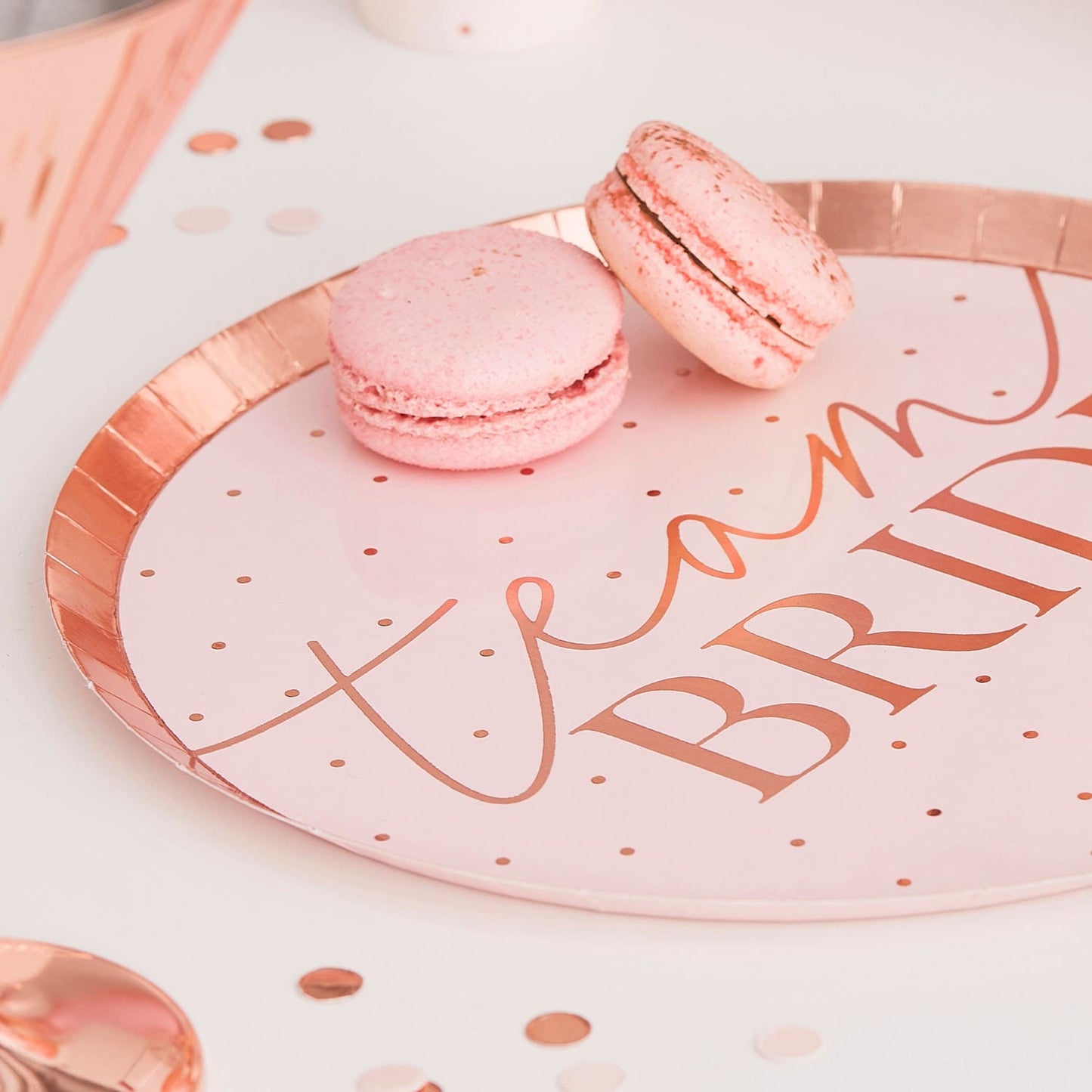 Assiettes team bride rose gold pour EVJF