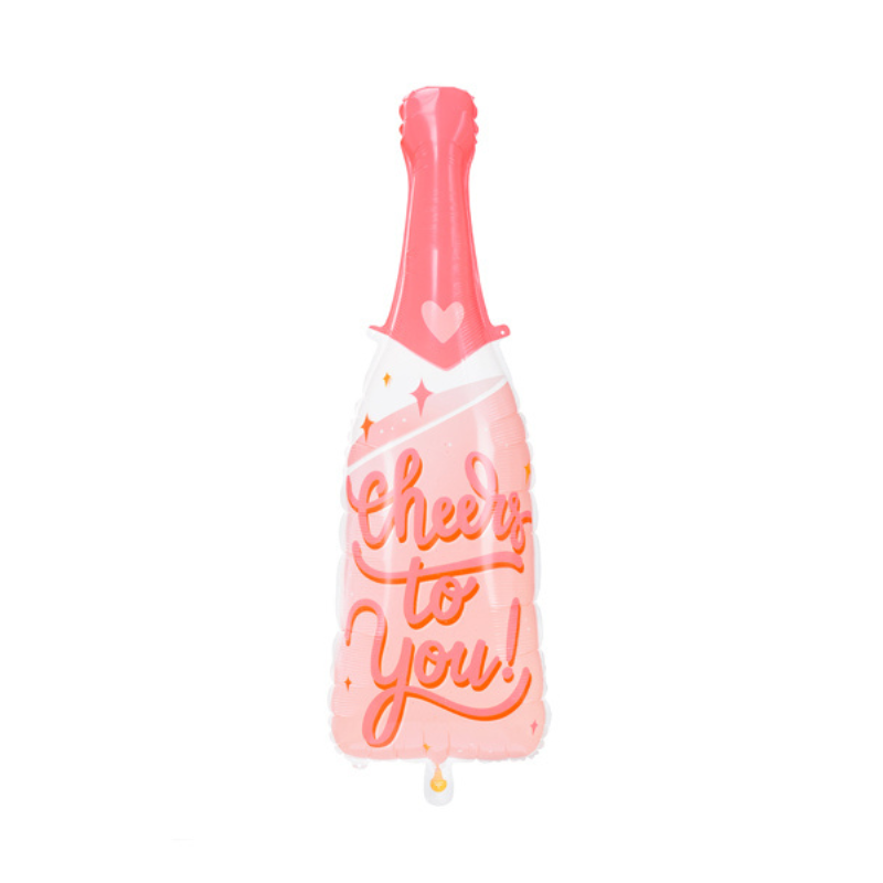 Ballon rose en forme de Bouteille avec inscription Cheers pour décorer l'EVJF