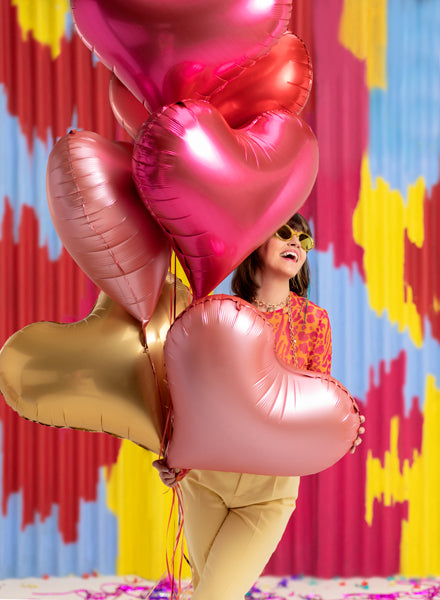Ballon Cœur Satiné Rose Foncé pour EVJF