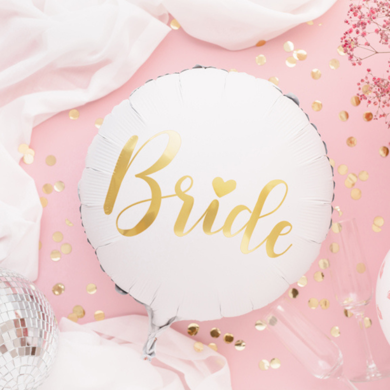 Ballon Rond blanc avec inscription Bride Gold pour EVJF