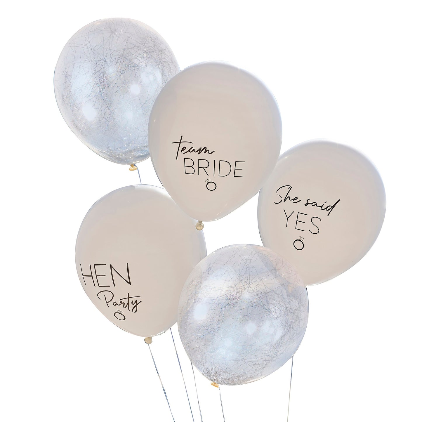 pack de 5 ballons blancs & argentés pour deco evjf