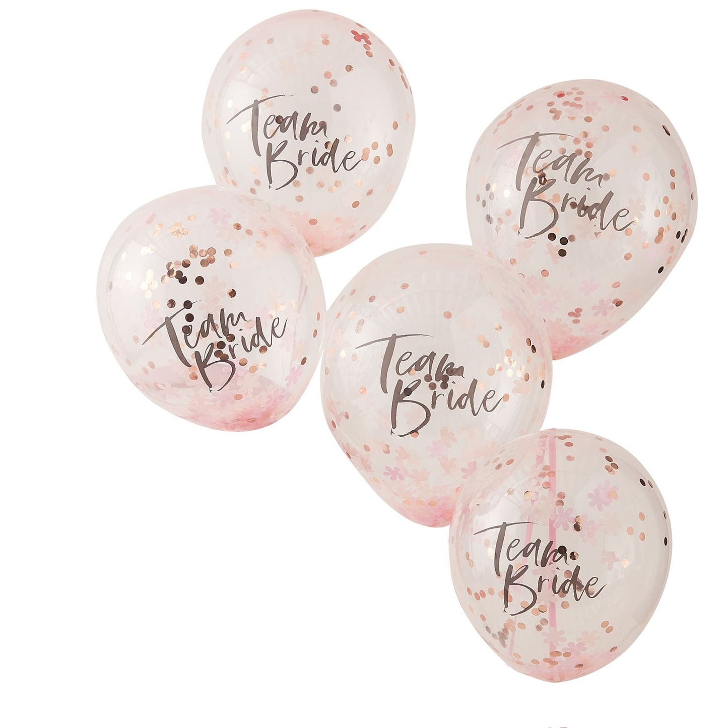 Ballons Confettis rose gold avec écriture Team Bride pour EVJF