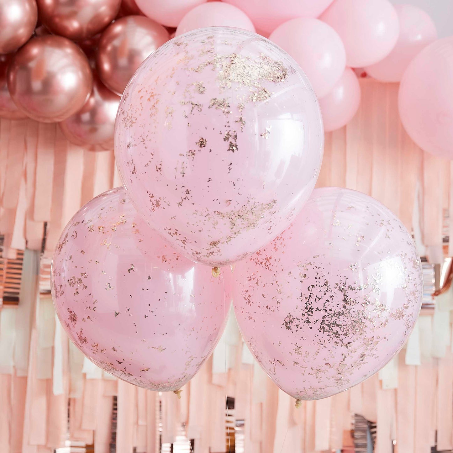 ballons confettis rose or pour evjf pack de 3