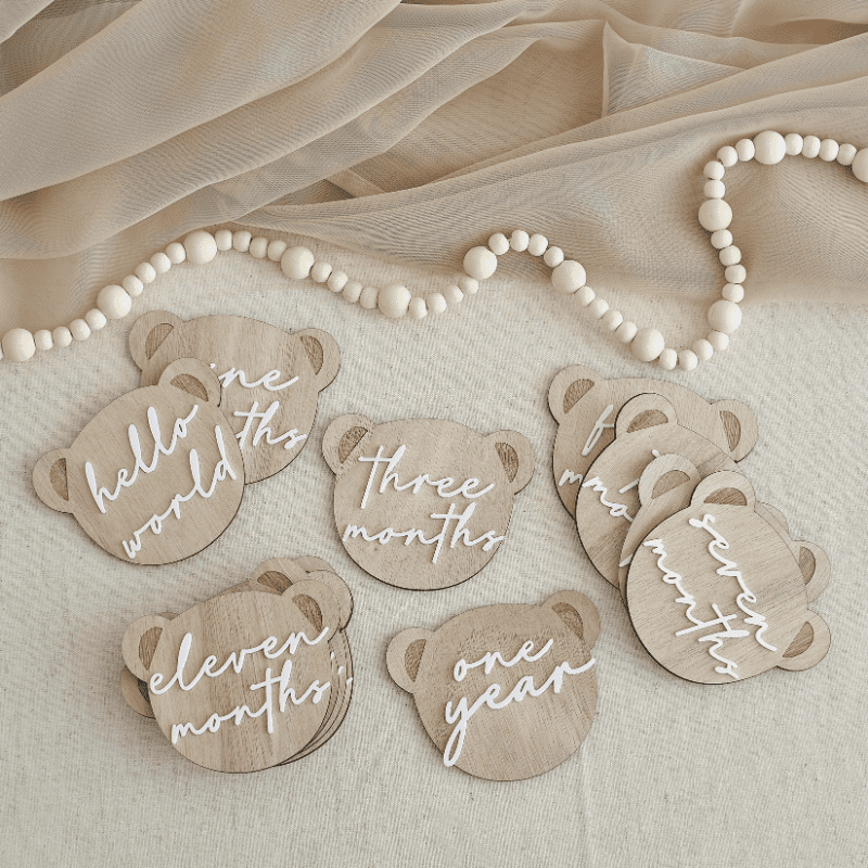 Cartes étapes age bébé ourson en bois