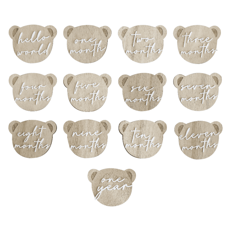 Cartes étapes age bébé ourson en bois