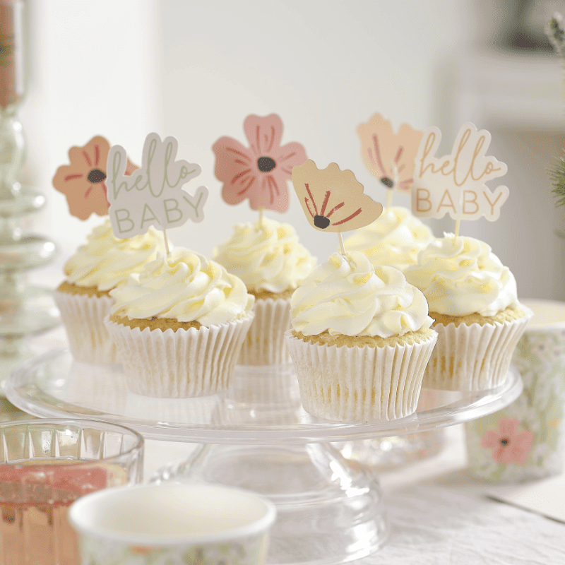 CakeToppers floral hello baby Baby Shower Gender Reveal