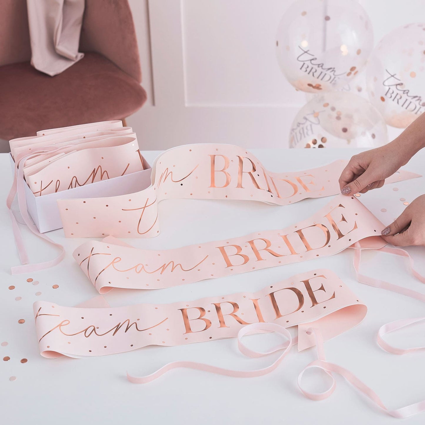Echarpes rose gold Team Bride EVJF