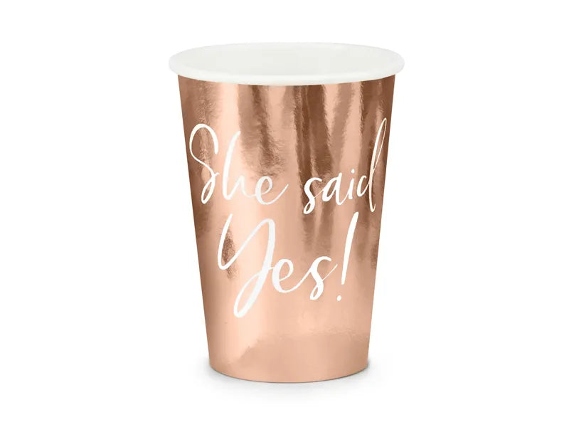 Gobelets Rose Gold avec Inscription "She said yes" pour EVJF