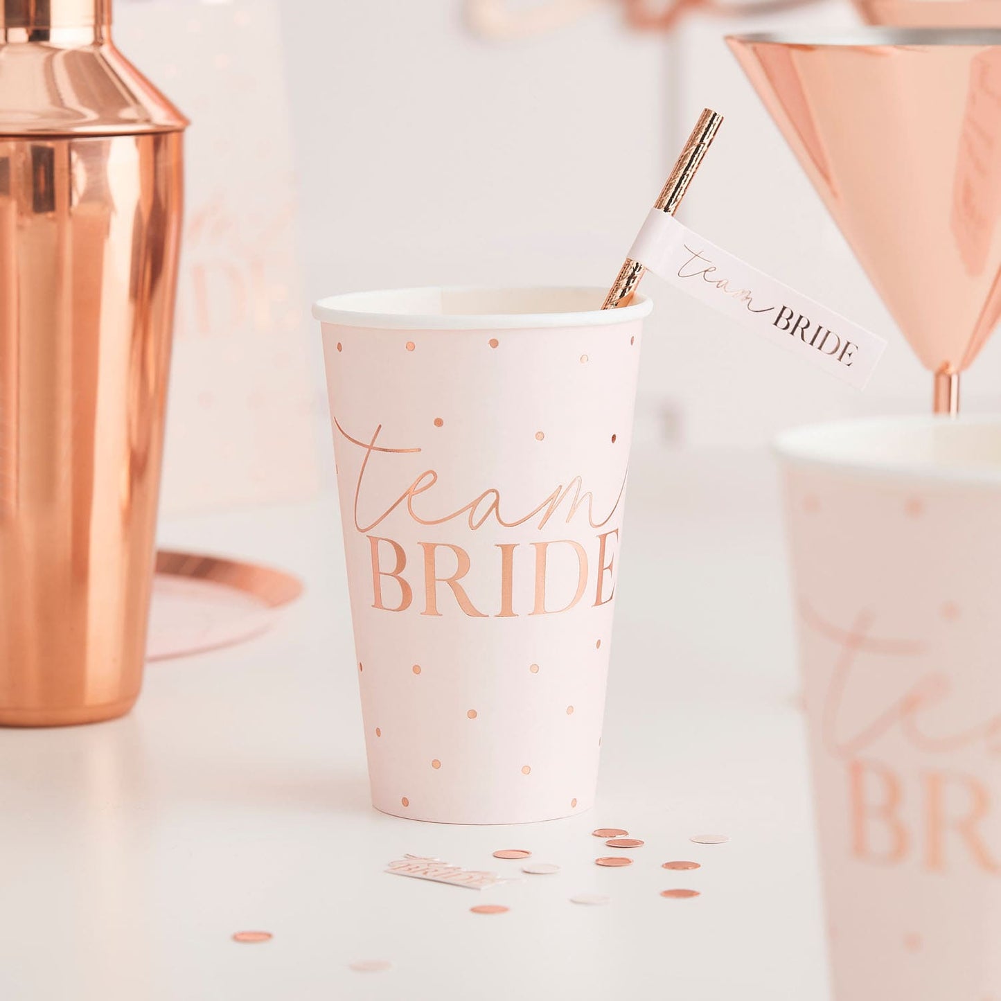 Gobelets Rose pastel Team bride EVJF