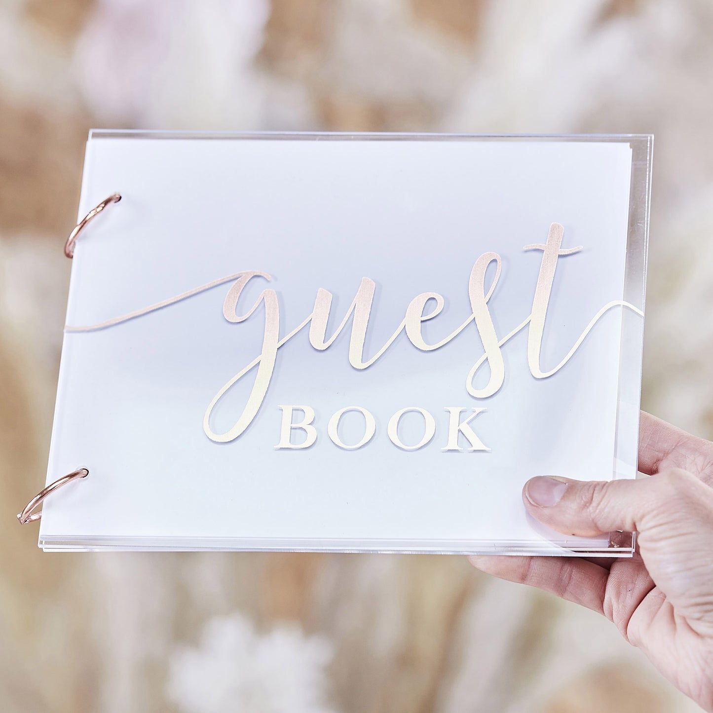 livre d'or avec écriture "guest book" en acrylique. Convient pour mariage et evjf