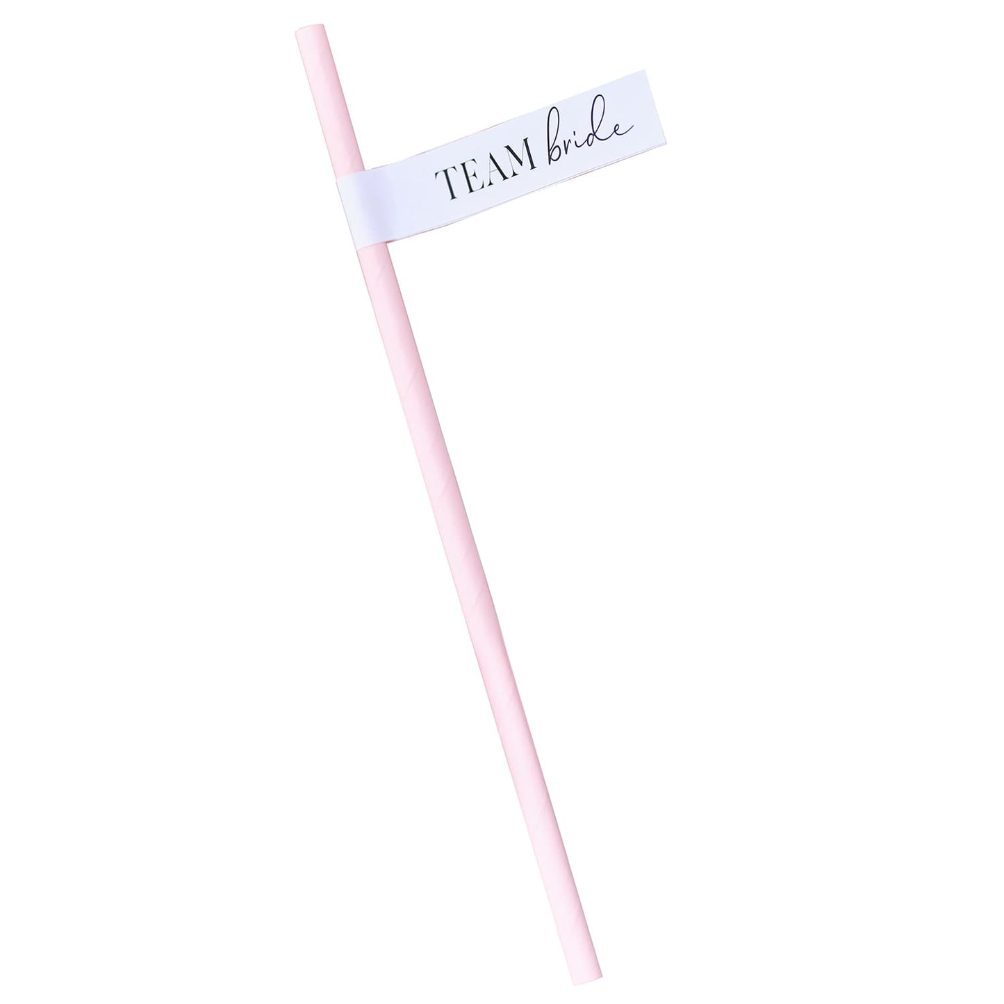 Pailles Rose pastel avec bandelettes "Team Bride" blanche écriture noire pour EVJF