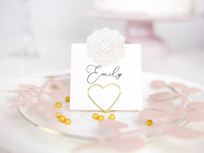 Porte Marque-place en forme de coeur doré pour EVJF & Mariage