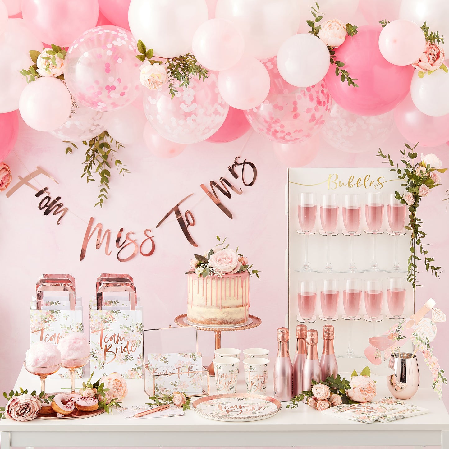 serviettes floral team bride deco table evjf