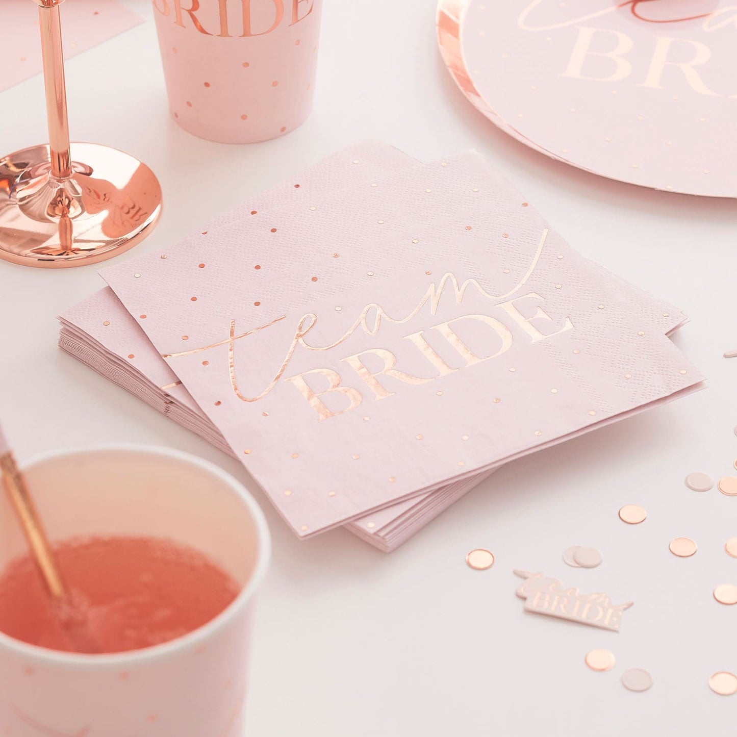 Serviettes Rose pastel Team bride EVJF