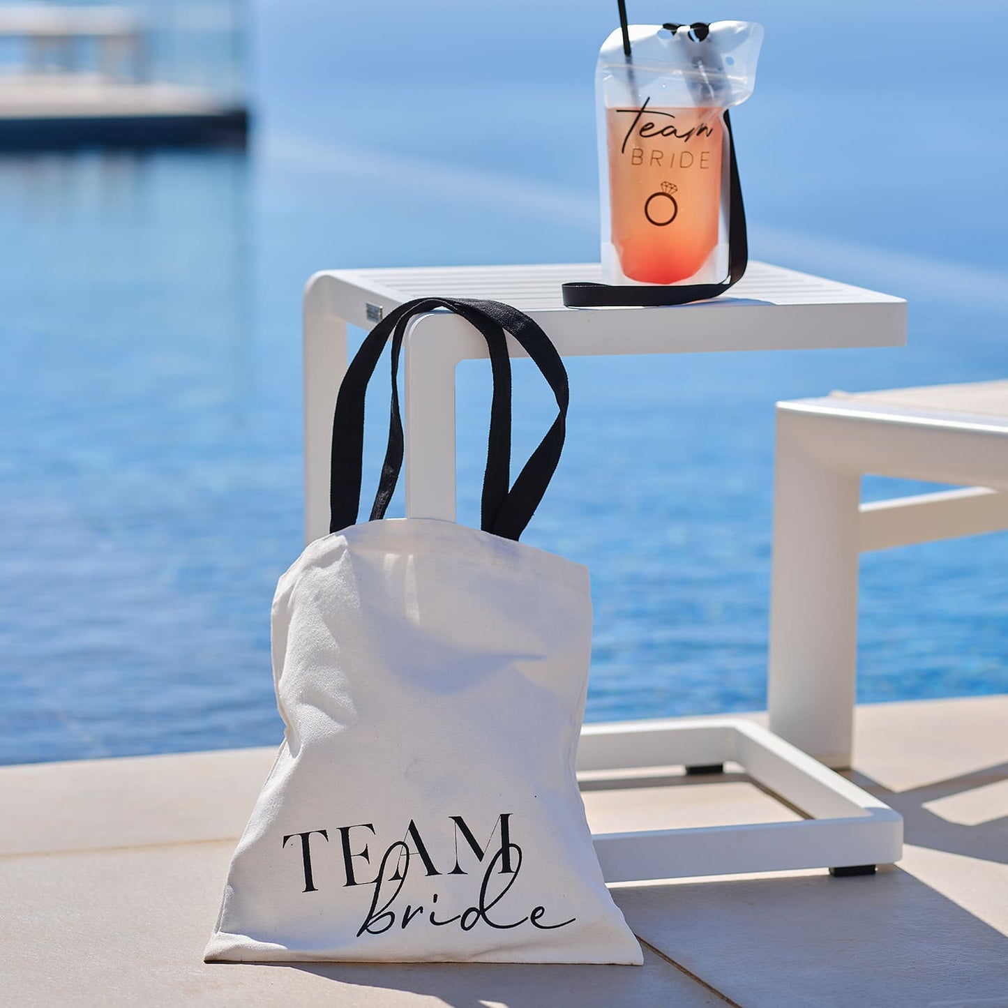 Tote bag team bride blanc écriture noire pour EVJF