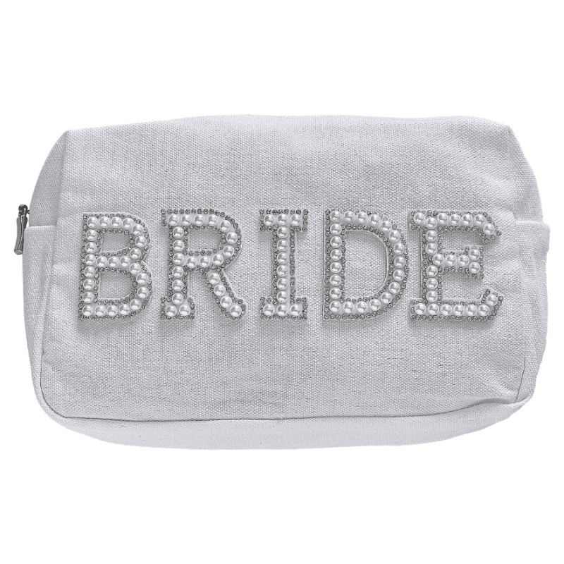 Trousse maquillage Bride brillants et perle de culture pour EVJF et mariage