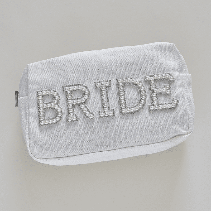 Trousse maquillage Bride brillants et perle de culture pour EVJF et mariage