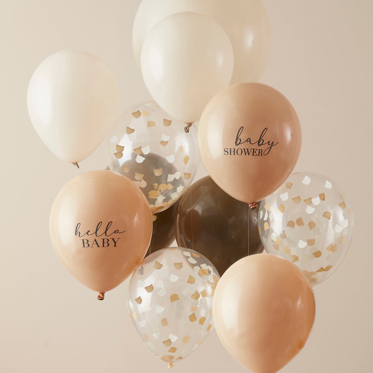 pack ballons nude et taupe hello baby babyshower