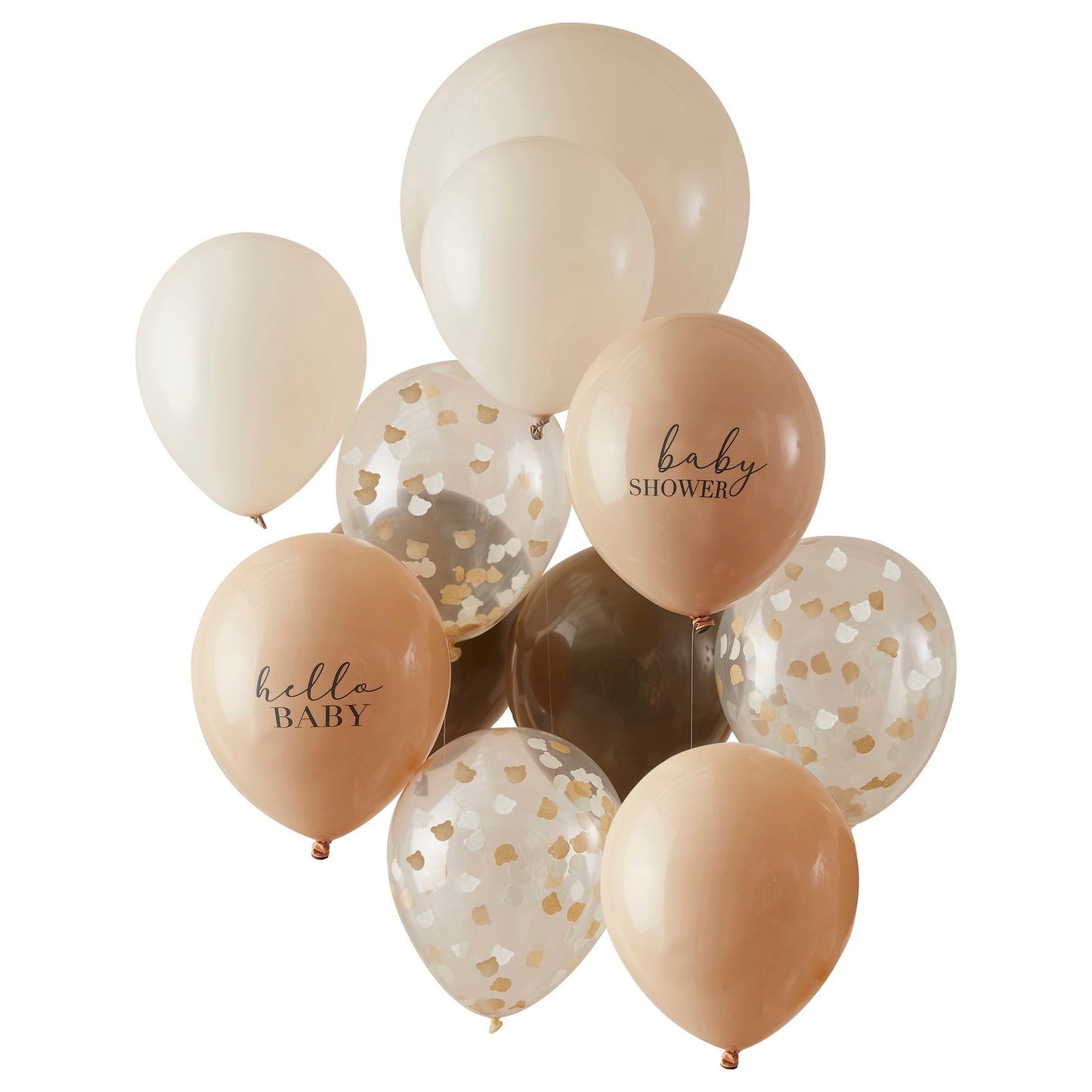 pack ballons nude et taupe hello baby babyshower