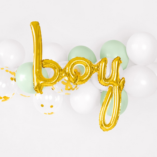 Ballon boy doré pour baby shower et gender reveal