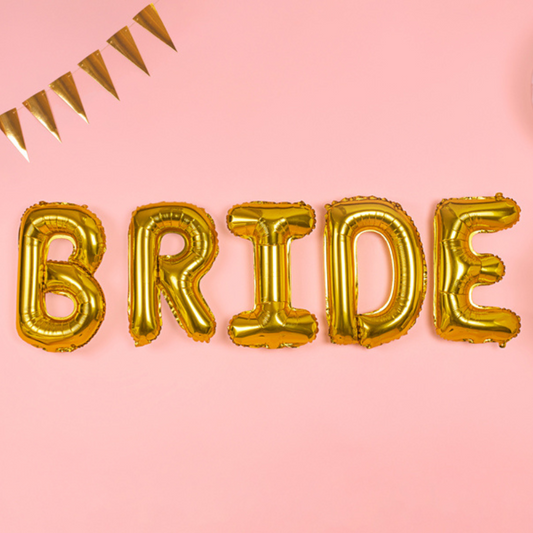 Ballon avec les lettres BRIDE en doré 