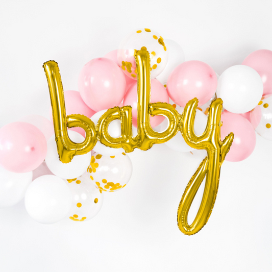 Ballon baby doré pour baby shower et gender reveal
