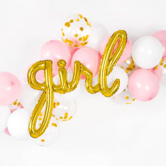 Ballon girl doré pour baby shower et gender reveal