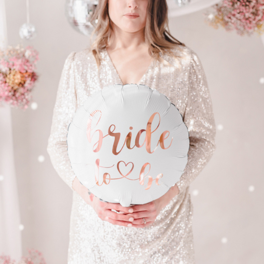 Ballon Rond blanc avec inscription Bride Gold pour EVJF