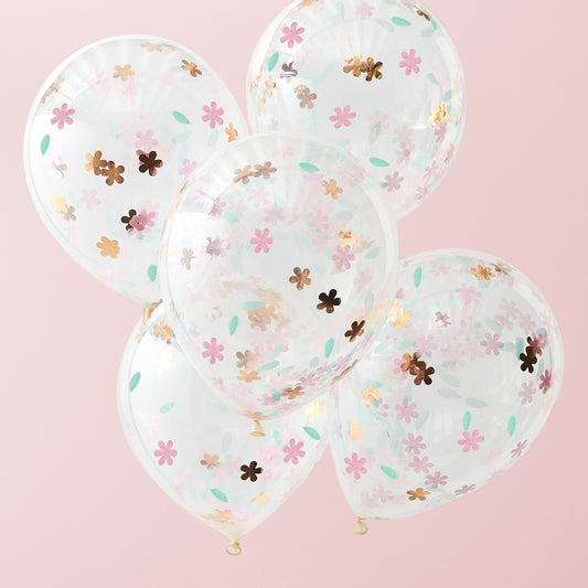 ballons confettis fleurs pastel pour déco evjf