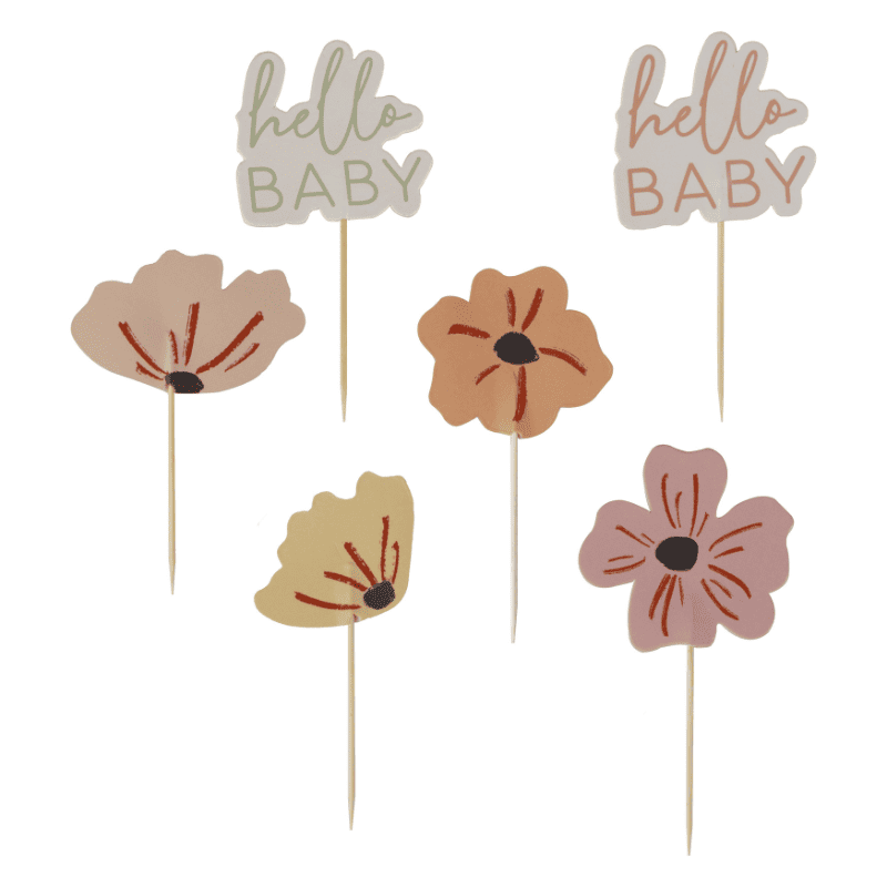 CakeToppers floral hello baby  Baby Shower Gender Reveal