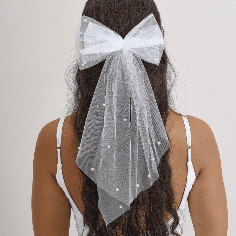 Noeud Blanc pour cheveux Bride EVJF Mariage