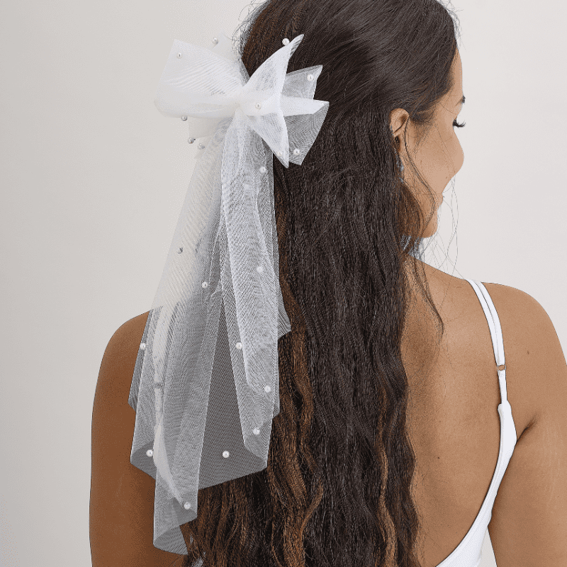 Noeud Blanc pour cheveux Bride EVJF Mariage