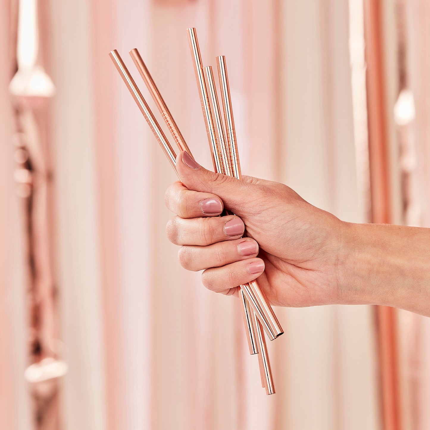 pailles réutilisables acier rose gold pour deco evjf