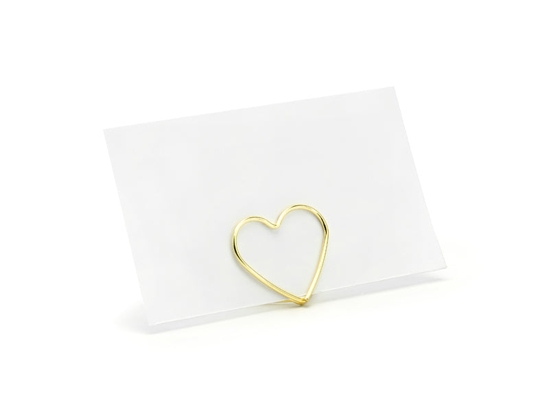 Porte Marque-place en forme de coeur doré pour EVJF & Mariage