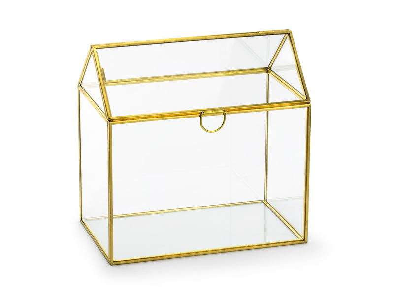 Urne mariage en verre transparente avec bordure dorée
