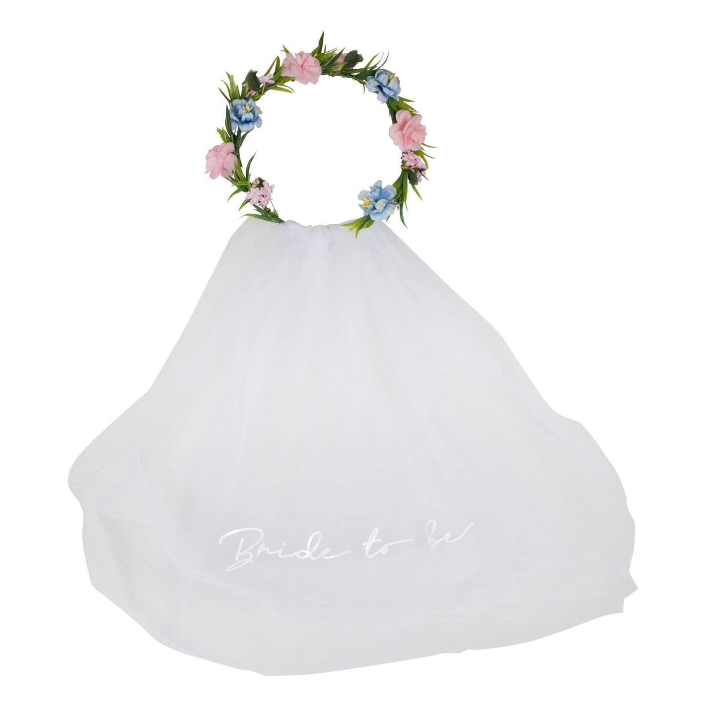 voile couronne fleurs avec inscription bride-to-be evjf